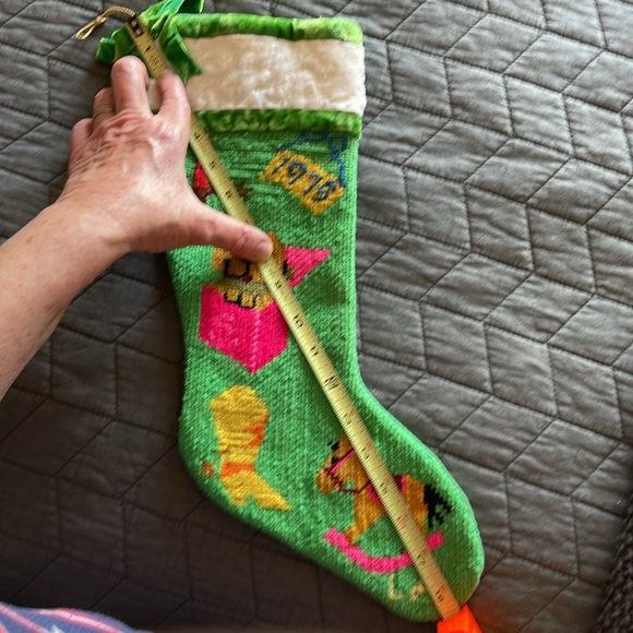 VINTAGE 70s Handmade Christmas stocking needlepoint signed cowboy puppy horse - Picture 10 of 10